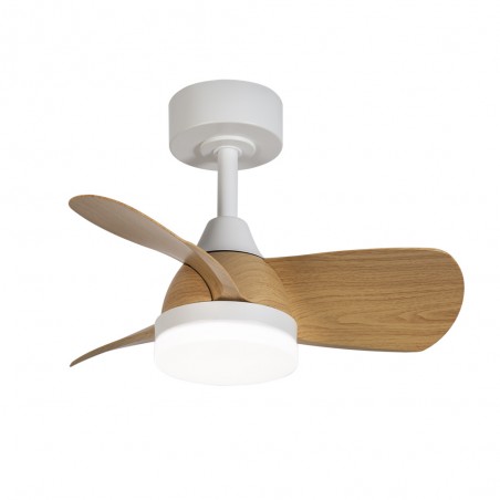 Ventilateur de plafond LED Borse Mini Blanc+Bois CCT Dim (18W)