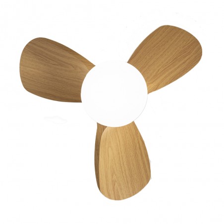 Ventilateur de plafond LED Borse Mini Blanc+Bois CCT Dim (18W)