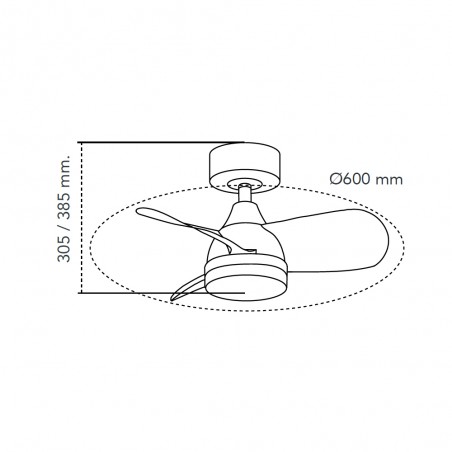 Ventilateur de plafond LED Borse Mini Blanc+Bois CCT Dim (18W)