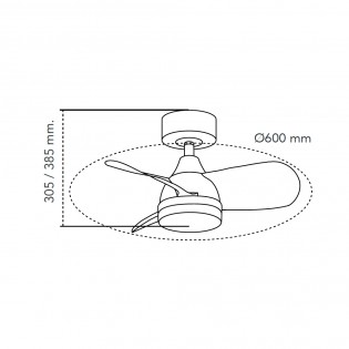 Ventilateur de plafond LED Borse Mini Noir+Chêne CCT Dim (18W)