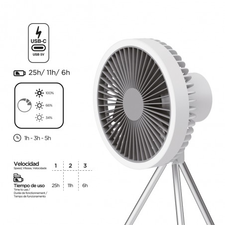 Ventilateur de table portable à batterie LED Sentry (5.5W)