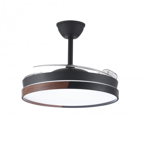 Ventilateur LED pales pliantes Arpino Noir CCT Dim (45W)
