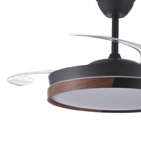 Ventilateur LED pales pliantes Arpino Noir CCT Dim (45W)
