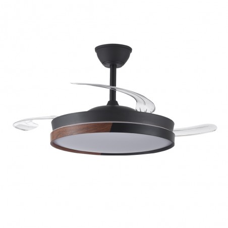 Ventilateur LED pales pliantes Arpino Noir CCT Dim (45W)