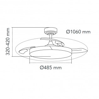 Ventilateur LED pales pliantes Arpino blanc CCT Dim (45W)