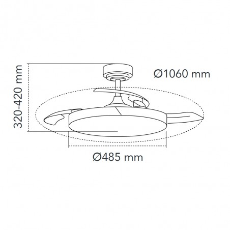 Ventilateur LED pales pliantes Arpino blanc CCT Dim (45W)