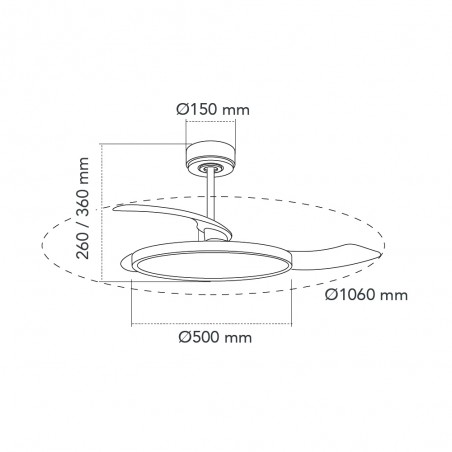 Ventilateur LED pales rétractables Carpi CCT Dim (36W)