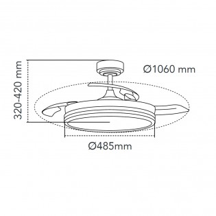 Ventilateur LED pales pliantes Surpino Noir CCT Dim (45W)