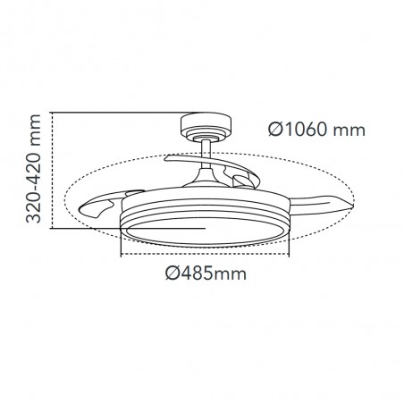 Ventilateur LED pales pliantes Surpino Noir CCT Dim (45W)