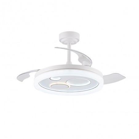 Ventilateur LED pales rétractables Raina Blanc CCT Dim (50W)