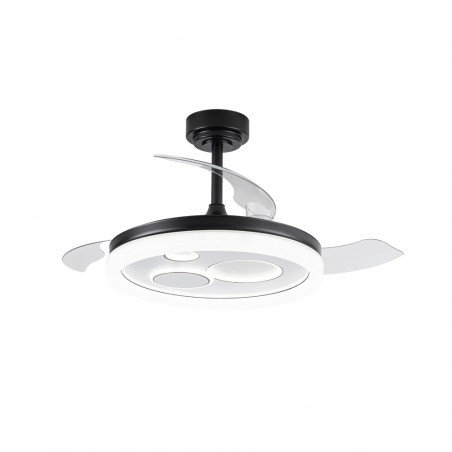 Ventilateur LED pales rétractables Raina Noir CCT Dim (50W)