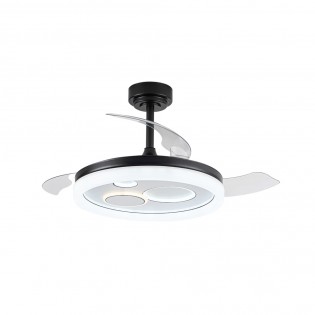 Ventilateur LED pales rétractables Raina Noir CCT Dim (50W)