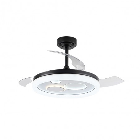 Ventilateur LED pales rétractables Raina Noir CCT Dim (50W)