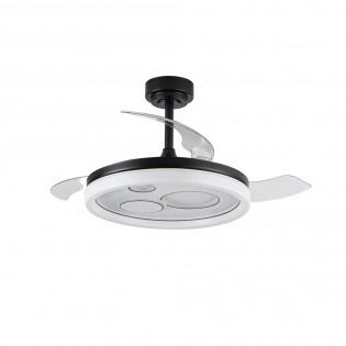 Ventilateur LED pales rétractables Raina Noir CCT Dim (50W)