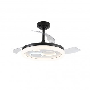 Ventilateur LED pales rétractables Raina Noir CCT Dim (50W)