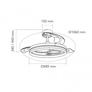Ventilateur LED pales rétractables Raina Noir CCT Dim (50W)