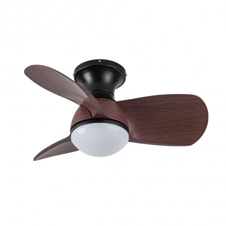 Ventilateur de plafond LED Mancado Noir+Chêne CCT Dim (20W)