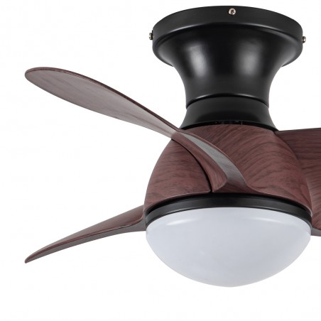 Ventilateur de plafond LED Mancado Noir+Chêne CCT Dim (20W)