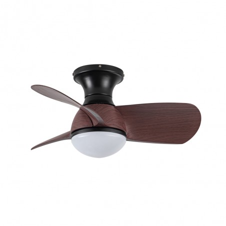 Ventilateur de plafond LED Mancado Noir+Chêne CCT Dim (20W)