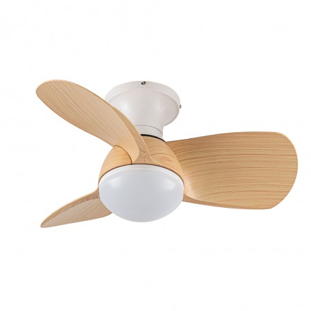 Ventilateur de plafond LED Mancado Blanc+Bois CCT Dim (20W)
