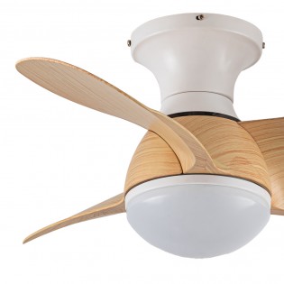 Ventilateur de plafond LED Mancado Blanc+Bois CCT Dim (20W)
