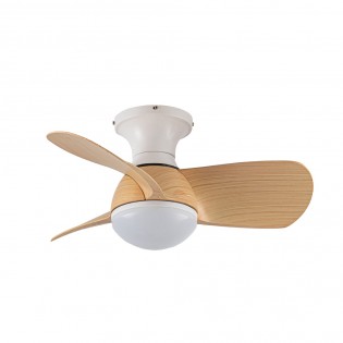 Ventilateur de plafond LED Mancado Blanc+Bois CCT Dim (20W)
