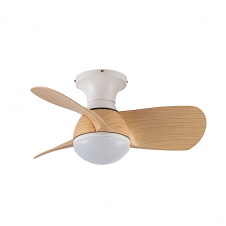 Ventilateur de plafond LED Mancado Blanc+Bois CCT Dim (20W)