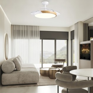 Ventilateur LED à lames repliables Terno Blanc CCT Dim (72W)