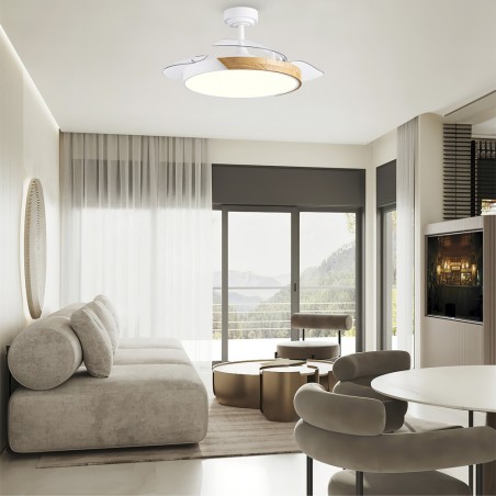 Ventilateur LED à lames repliables Terno Blanc CCT Dim (72W)