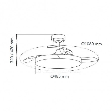 Ventilateur LED à lames repliables Terno Blanc CCT Dim (72W)