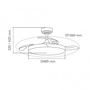 Ventilateur LED à lames repliables Terno Noir CCT Dim (72W)