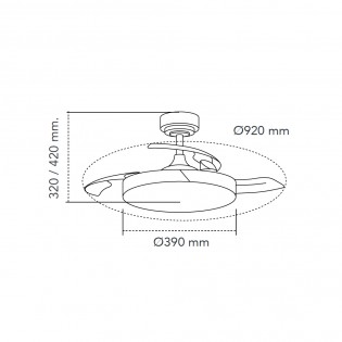 Ventilateur LED à lames repliables Terno Mini Noir CCT Dim (46W)