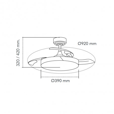 Ventilateur LED à lames repliables Terno Mini Noir CCT Dim (46W)