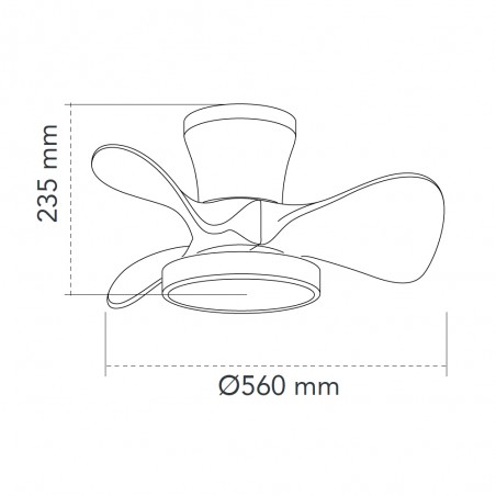 Ventilateur de plafond LED Merial Blanc+Bois CCT Dim (20W)