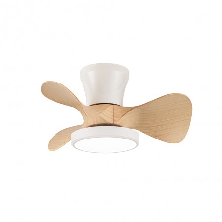 Ventilateur de plafond LED Merial Blanc+Bois CCT Dim (20W)