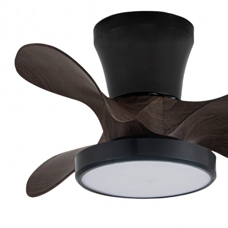 Ventilateur de plafond LED Merial Noir+Bois CCT Dim (20W)
