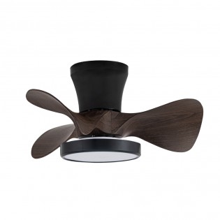Ventilateur de plafond LED Merial Noir+Bois CCT Dim (20W)