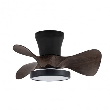 Ventilateur de plafond LED Merial Noir+Bois CCT Dim (20W)