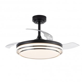 Ventilateur LED pales pliantes Mesina Noir CCT Dim (72W)