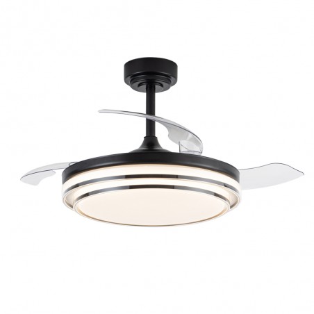 Ventilateur LED pales pliantes Mesina Noir CCT Dim (72W)