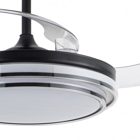 Ventilateur LED pales pliantes Mesina Noir CCT Dim (72W)