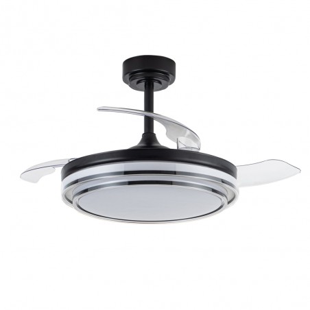 Ventilateur LED pales pliantes Mesina Noir CCT Dim (72W)