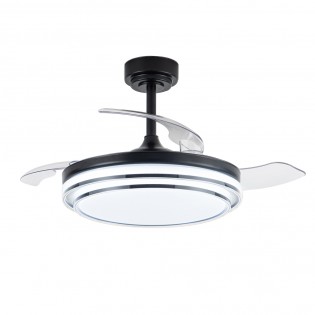 Ventilateur LED pales pliantes Mesina Noir CCT Dim (72W)