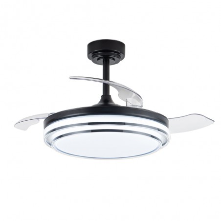 Ventilateur LED pales pliantes Mesina Noir CCT Dim (72W)