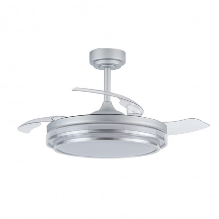 Ventilateur LED pales pliantes Mesina Argent CCT Dim (72W)