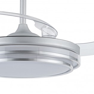 Ventilateur LED pales pliantes Mesina Argent CCT Dim (72W)