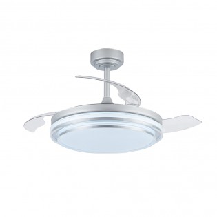 Ventilateur LED pales pliantes Mesina Argent CCT Dim (72W)