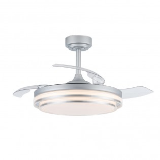 Ventilateur LED pales pliantes Mesina Argent CCT Dim (72W)