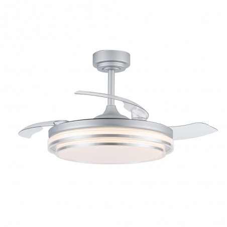 Ventilateur LED pales pliantes Mesina Argent CCT Dim (72W)