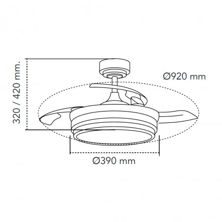 Ventilateur LED pales pliantes Mesina Mini Argent CCT Dim (46W)